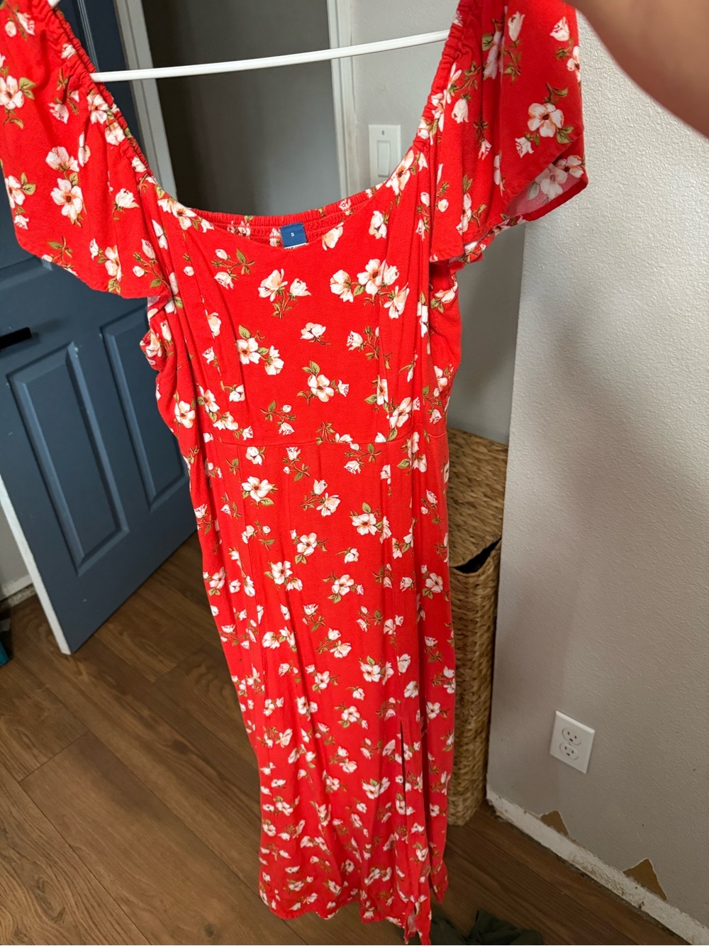 Old Navy Red Floral Midi Dress
